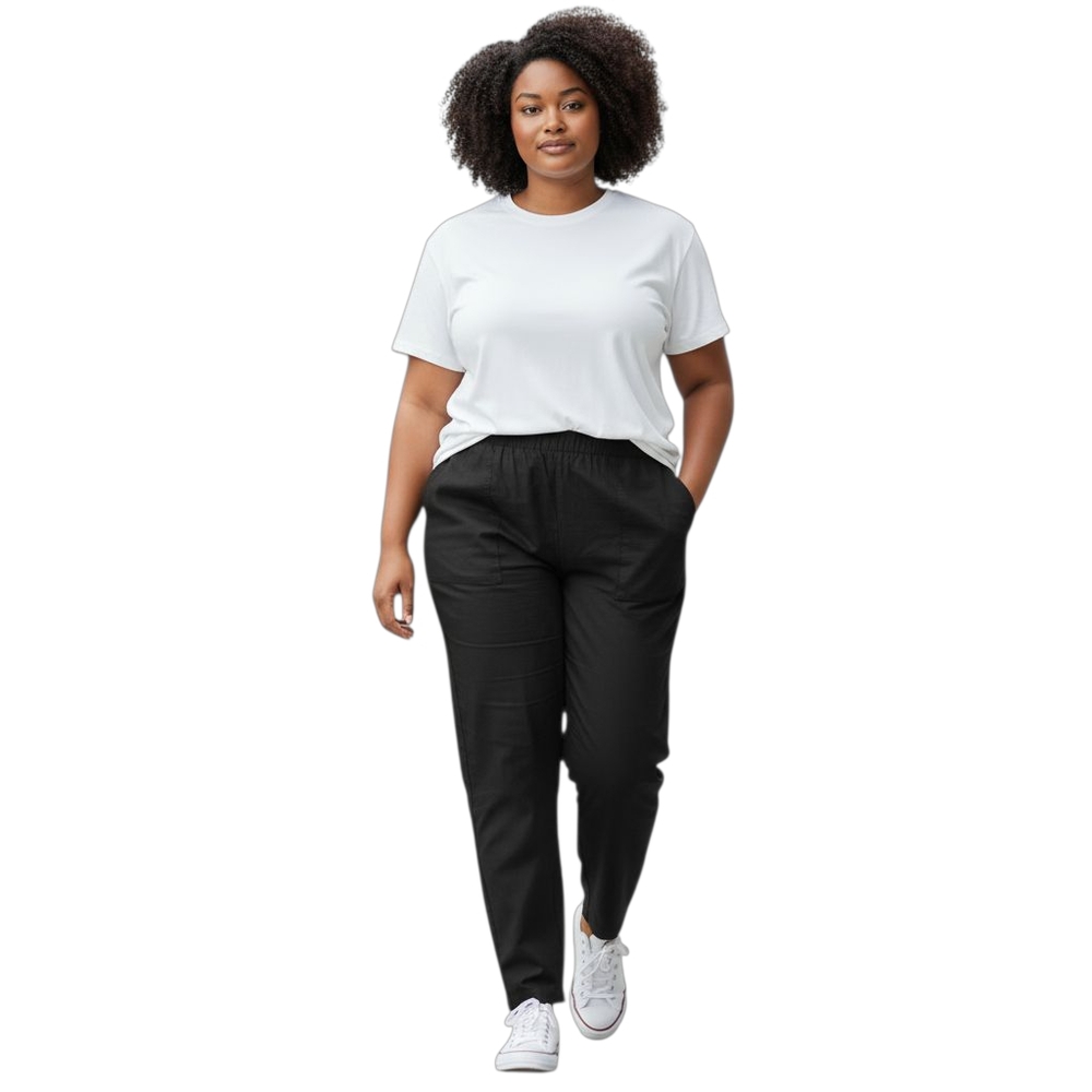 Wink Modern Fit Scrub Pants Women 2X Black Wideleg Elastic Waist with Drawstring